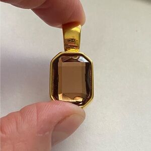 Vintage Joan Rivers Brown Topaz Rhinestone Gold Tone Pendant